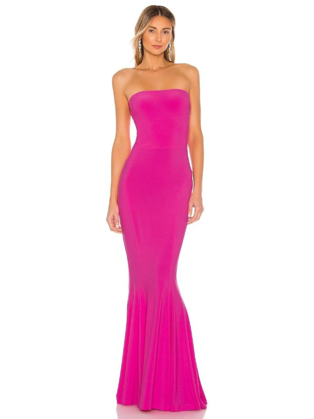 Norma Kamali Strapless Fishtail Gown in Orchid Pink XXSmall Womens Maxi